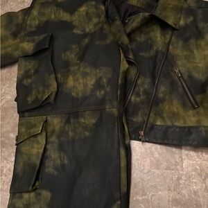 Fashion Nova Green and Black Leather Jacket